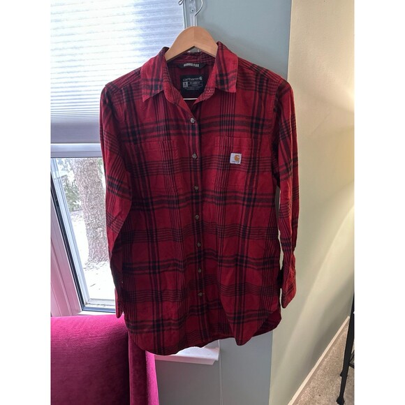 Carhartt Women’s Rugged Flex Relaxed Fit midweight flannel long sleeve plaid - Picture 1 of 5